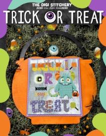 Trick of Treat - Halloween Cross Stitch Pattern, zoomed in. Select this picture to zoom back out.