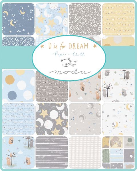 D Is For Dream White - Bear Face Baby Bear - Quilt Fabric