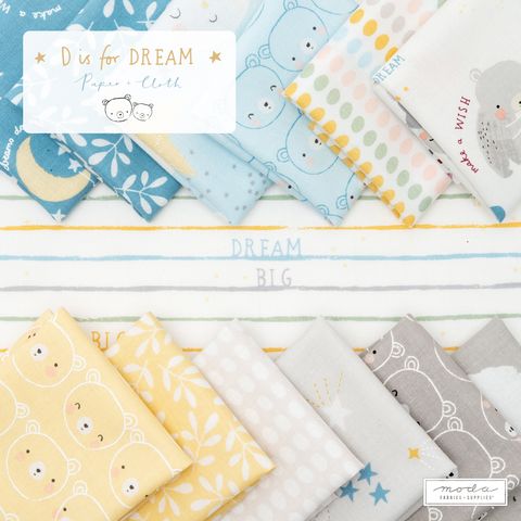 D Is For Dream White - Bear Face Baby Bear - Quilt Fabric