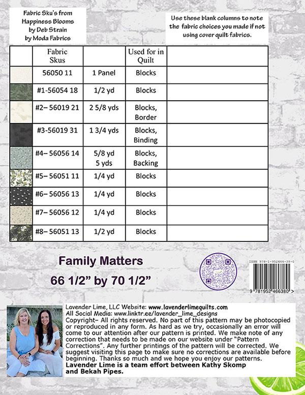 Family Matters - Quilt Pattern