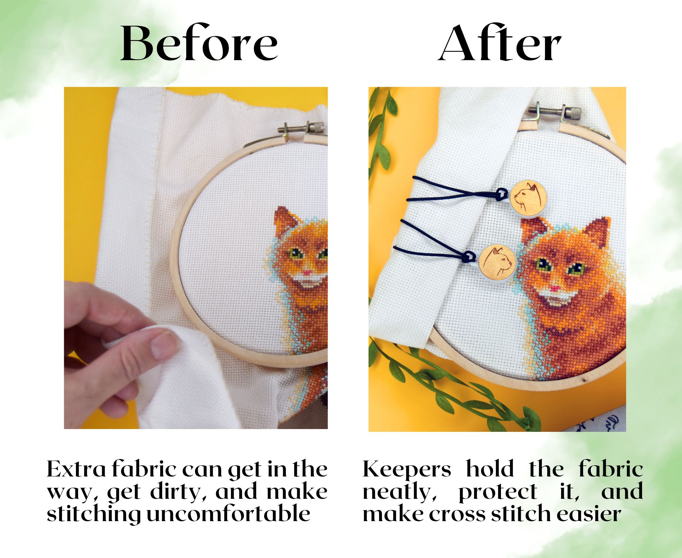 Wooden Cats - Magnetic Fabric Keepers (2pcs)