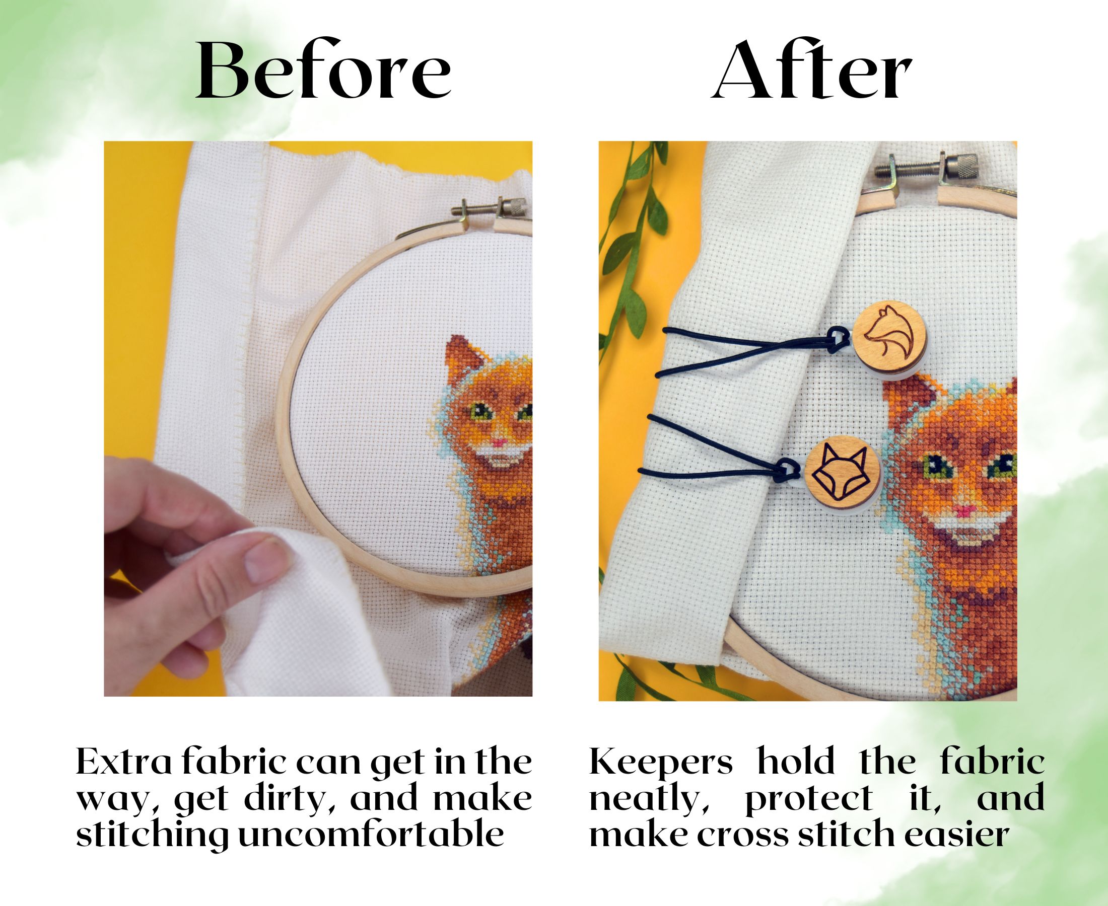 Wooden Foxes - Magnetic Fabric Keepers (2pcs)