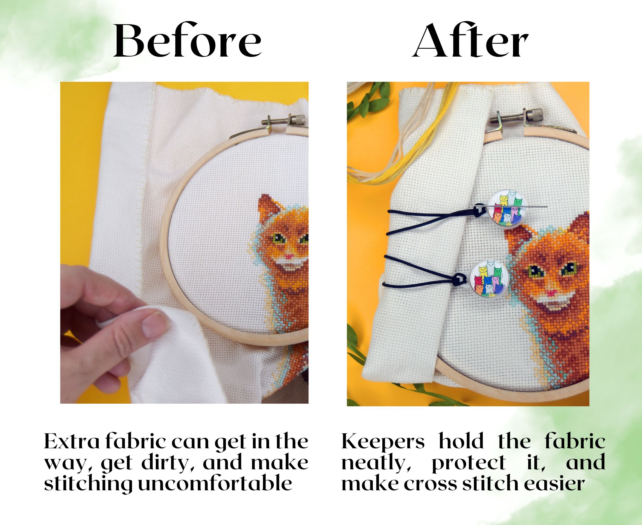 Cats Acrylic - Magnetic Fabric Keepers (2pcs)