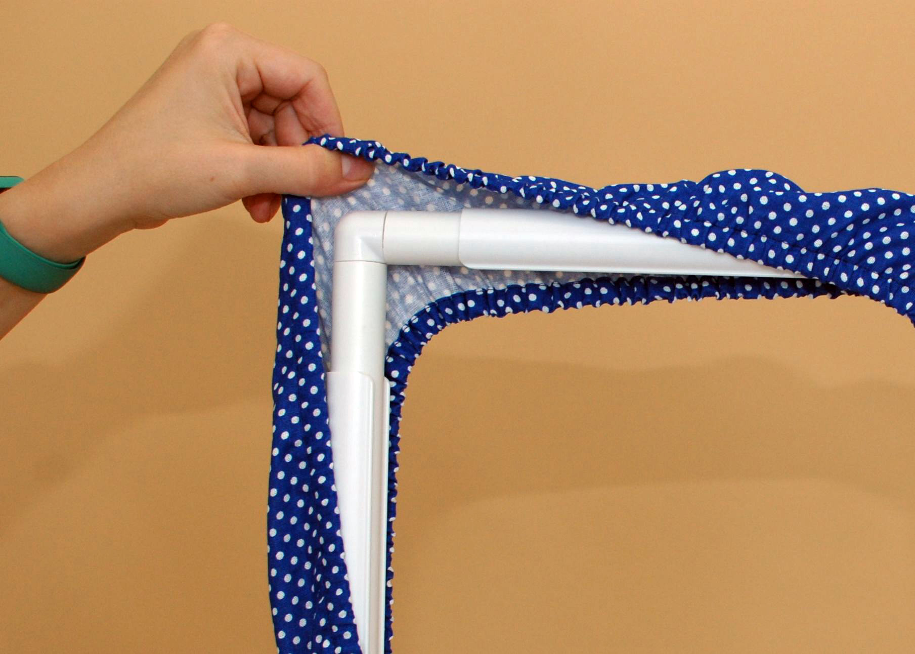 Blue Polka Dot Fabric Grime Guard 17" x 17"
