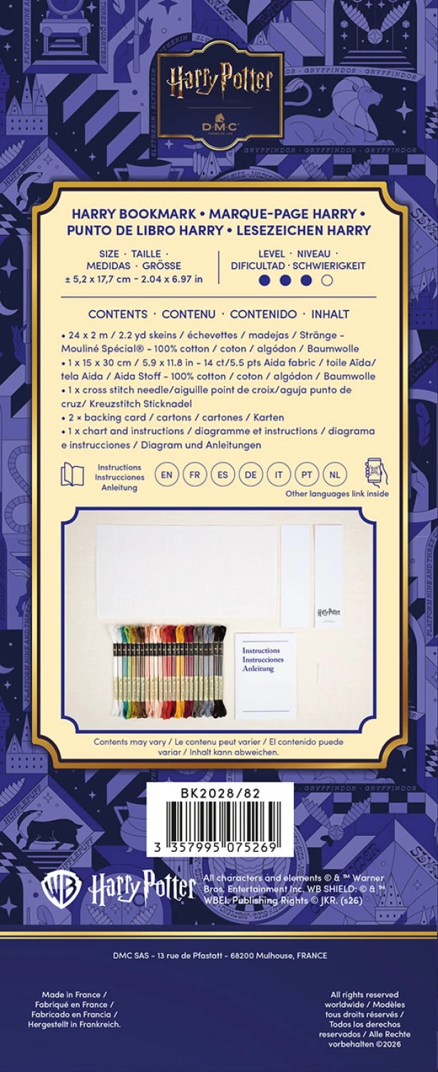 Harry Potter Bookmarks - Harry - Cross Stitch Kit, different perspective #2, zoomed in. Select this picture to zoom back out.