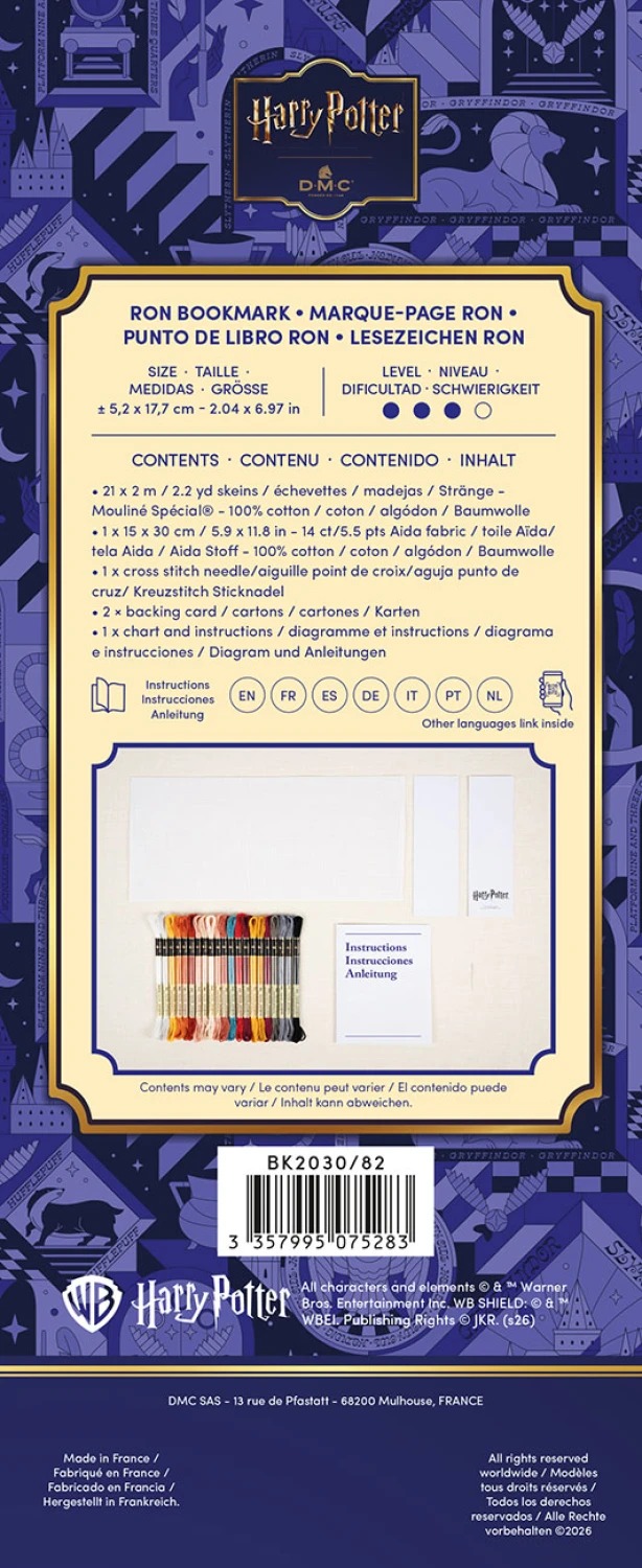 Harry Potter Bookmarks - Ron - Cross Stitch Kit, different perspective #2, zoomed in. Select this picture to zoom back out.