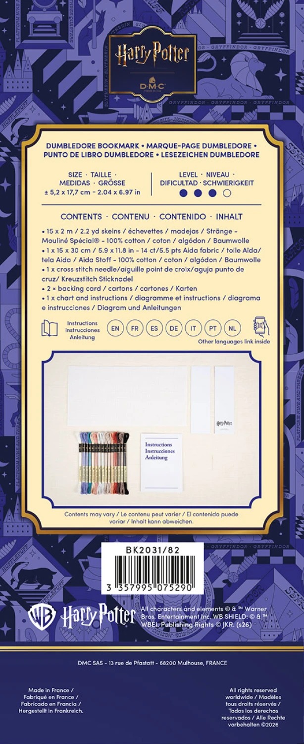 Harry Potter Bookmarks - Dumbledore - Cross Stitch Kit, different perspective #2, zoomed in. Select this picture to zoom back out.