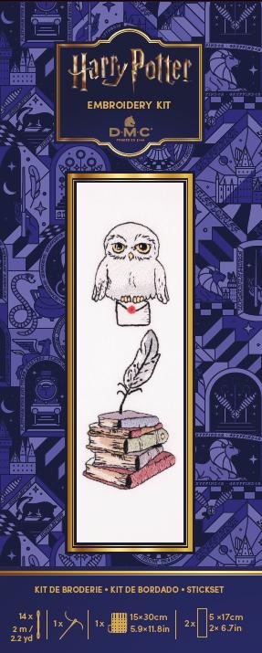 Harry Potter Bookmarks - Hedwig - Embroidery Kit, zoomed in. Select this picture to zoom back out.