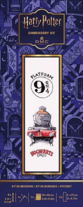 Harry Potter Bookmarks - Hogwarts Express - Embroidery Kit, zoomed in. Select this picture to zoom back out.