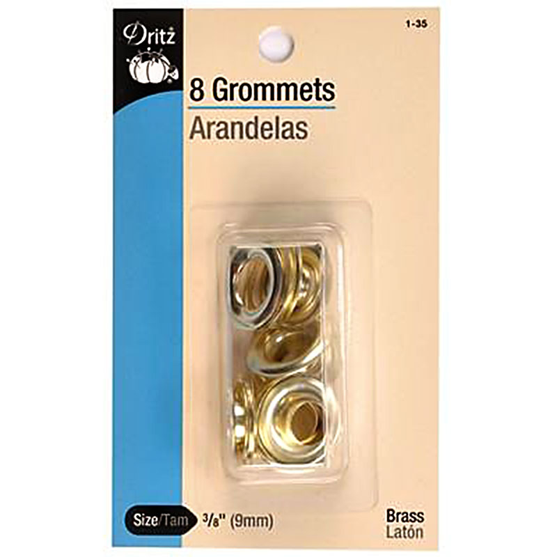Grommet 3/8" 8ct Brass, zoomed in. Select this picture to zoom back out.