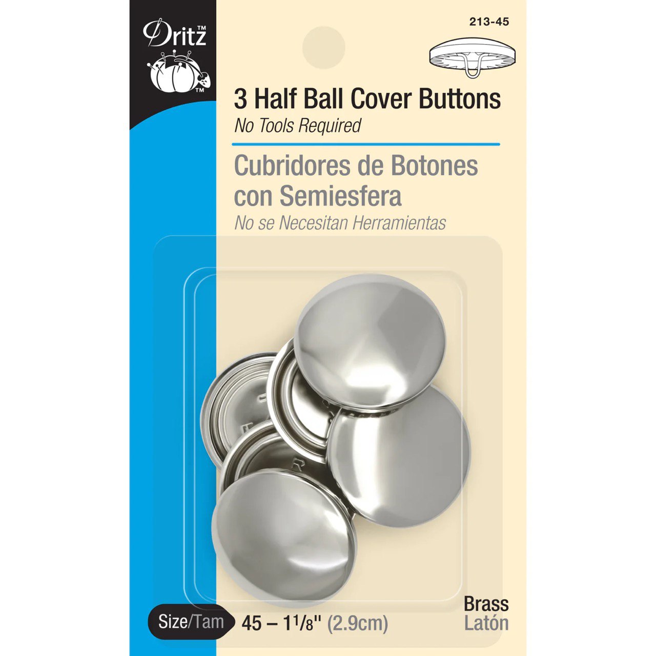Half Ball Cover Button 1 1/8"