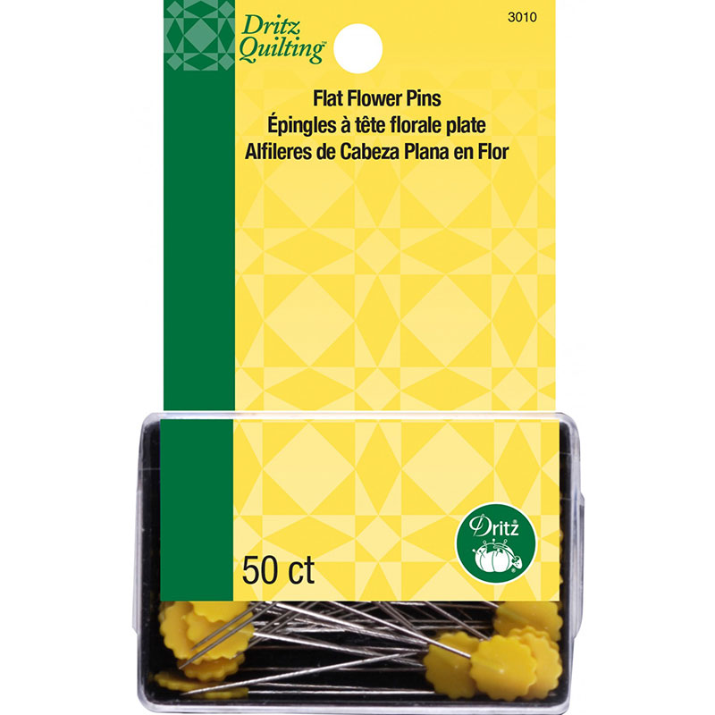 Flat Flower Pins 2 - Yellow - 50 ct