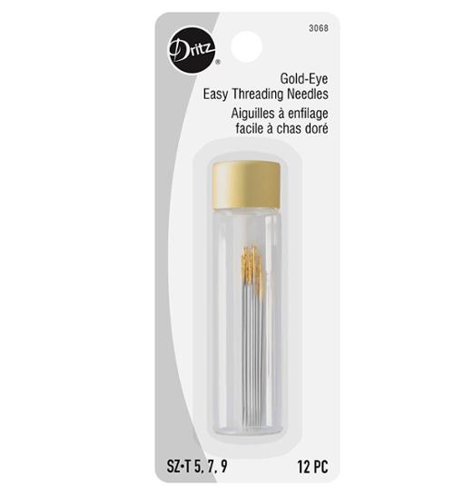 Gold-Eye Easy Threading Needles - Sizes 5, 7, 9,