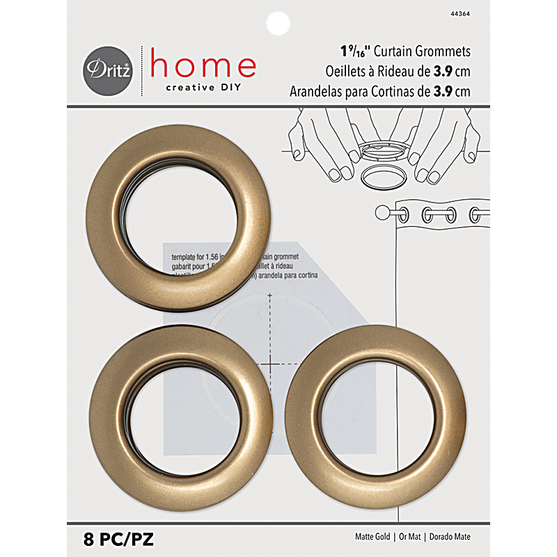 Grommets 1 9/16" 8ct Matte Gold, zoomed in. Select this picture to zoom back out.