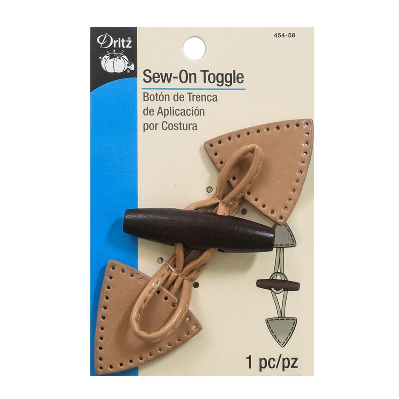 Sew On Toggle Tan/Black button, zoomed in. Select this picture to zoom back out.