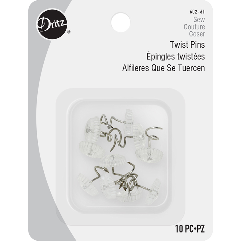 Twist Pins Clear Heads 10ct
