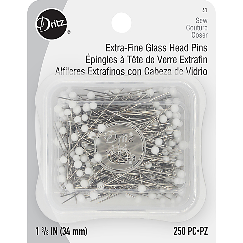 Fine Glass Head Pins 1 3/8" 250 ct.
