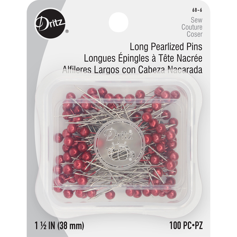 Long Pearlized Pin 1.5" 100 ct. Red
