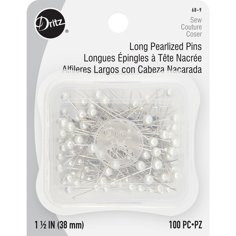 Long Pearlized Pin 1.5" 100 ct. White
