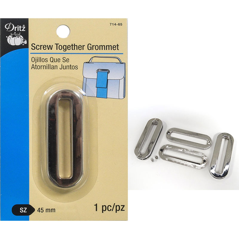 Screw Together Grommet Nickle, zoomed in. Select this picture to zoom back out.