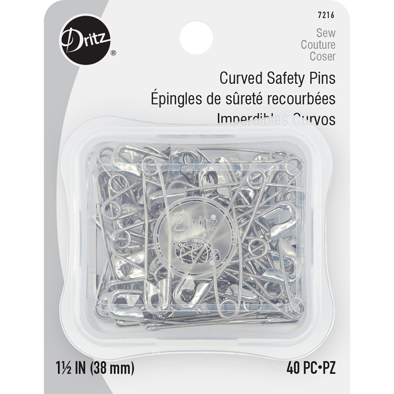 Curved Safety Pins Size 2 40ct Nickel