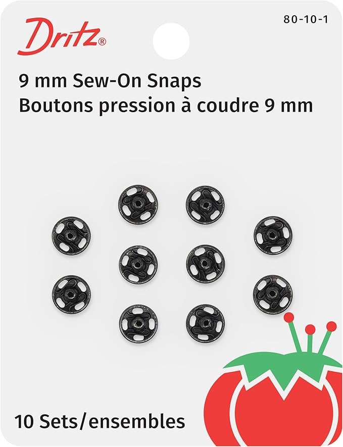 Sew On Snaps Size 0 10ct Black