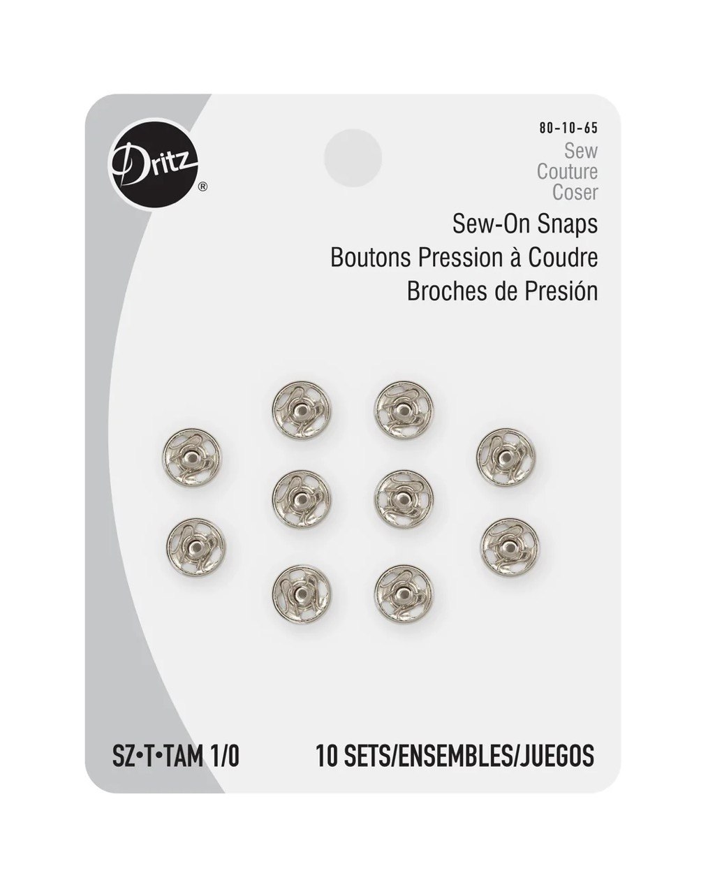Sew On Snaps Size 0 10ct Nickel