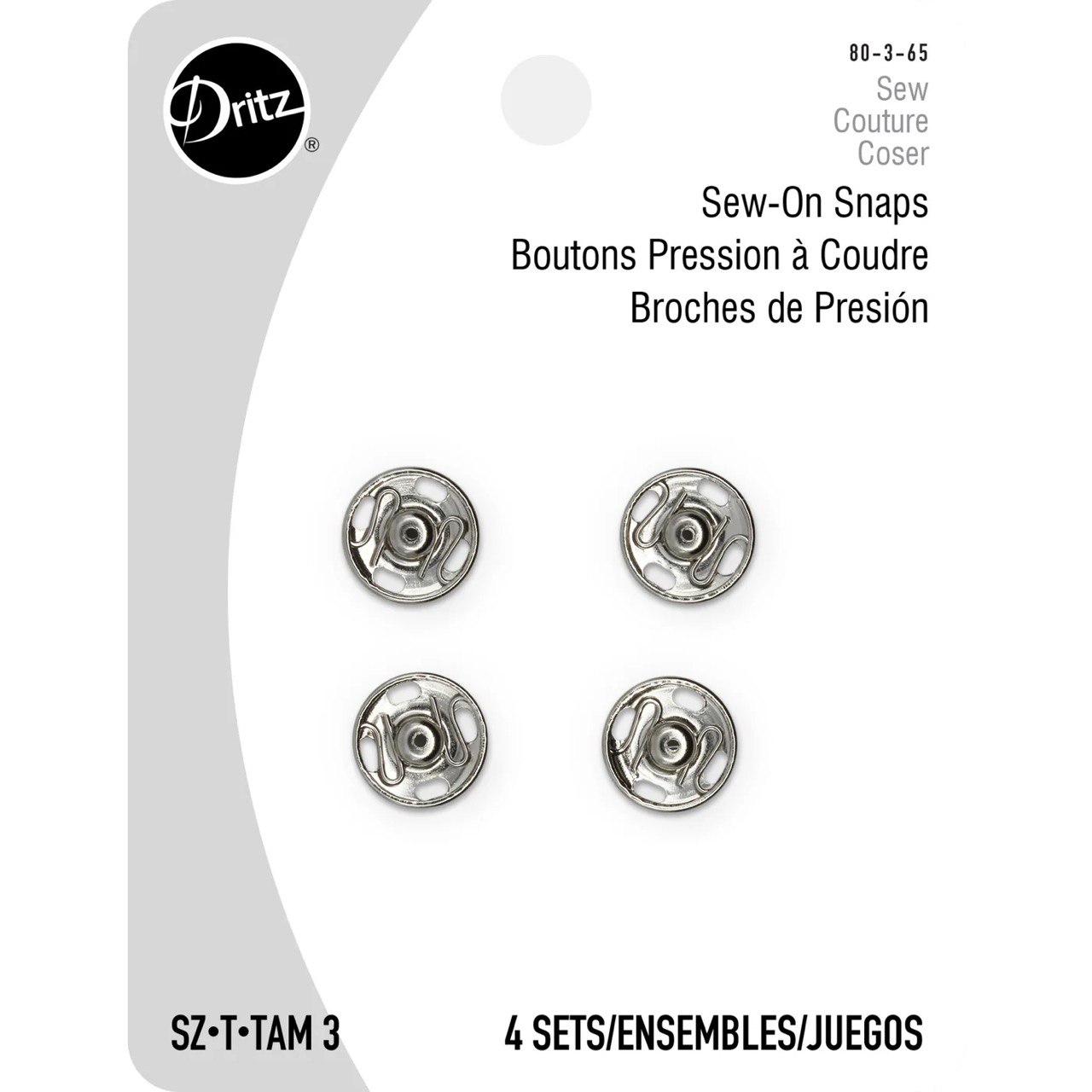 Sew On Snaps Size 3 4ct Nickel