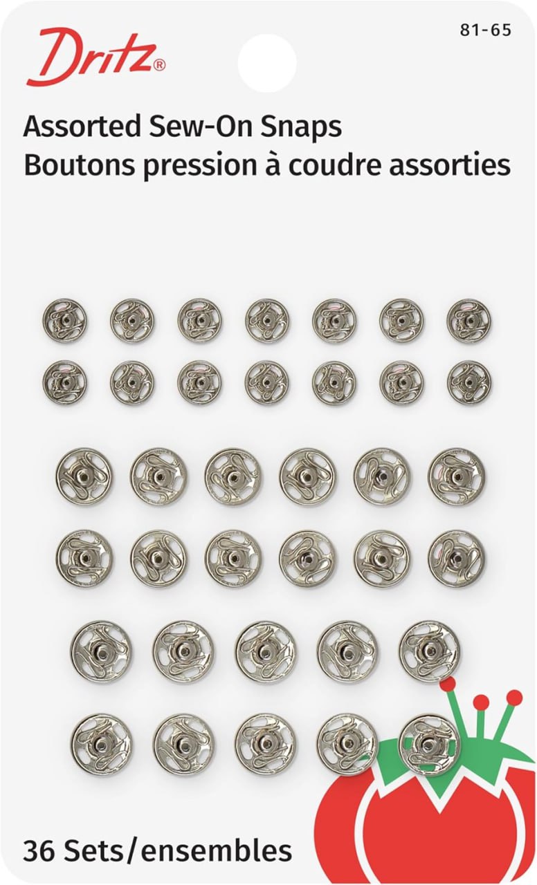 Assorted Sew On Snaps - Nickel - 36 ct 