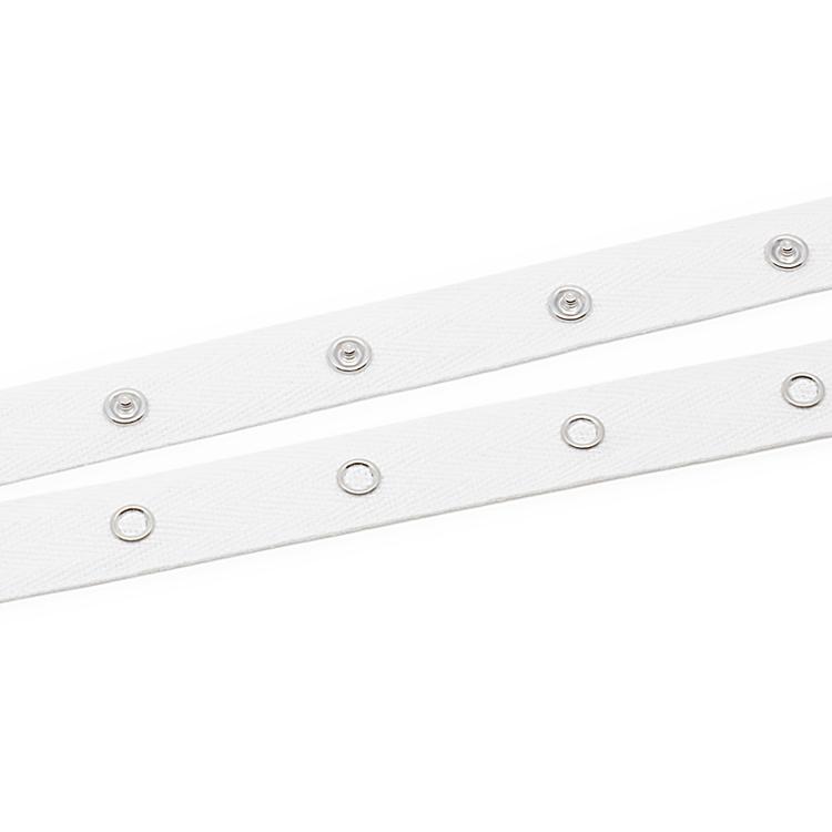 Snap Tape 18" Metal Snaps White, different perspective #1, zoomed in. Select this picture to zoom back out.