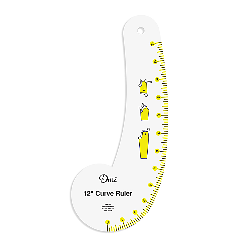 12" Curve Sewing Ruler, zoomed in. Select this picture to zoom back out.
