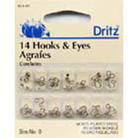 Hook & Eyes Size 0 14ct Nickel, zoomed in. Select this picture to zoom back out.