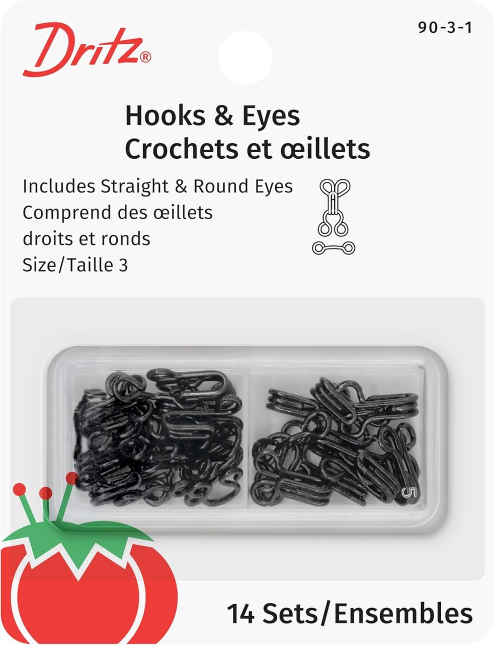 Hook & Eyes Size 3 14ct Black