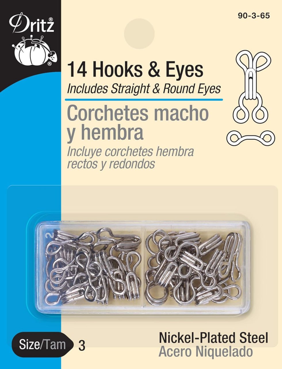 Hook & Eyes Size 3 14ct Nickel