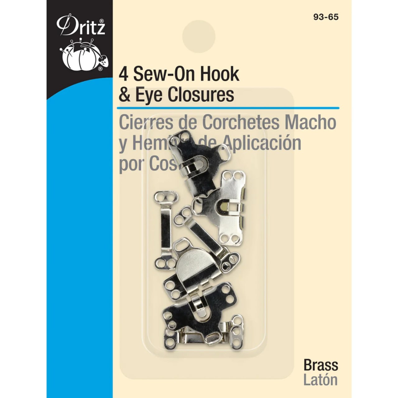 Sew On Pant Hook & Eye 4 ct. Nickel