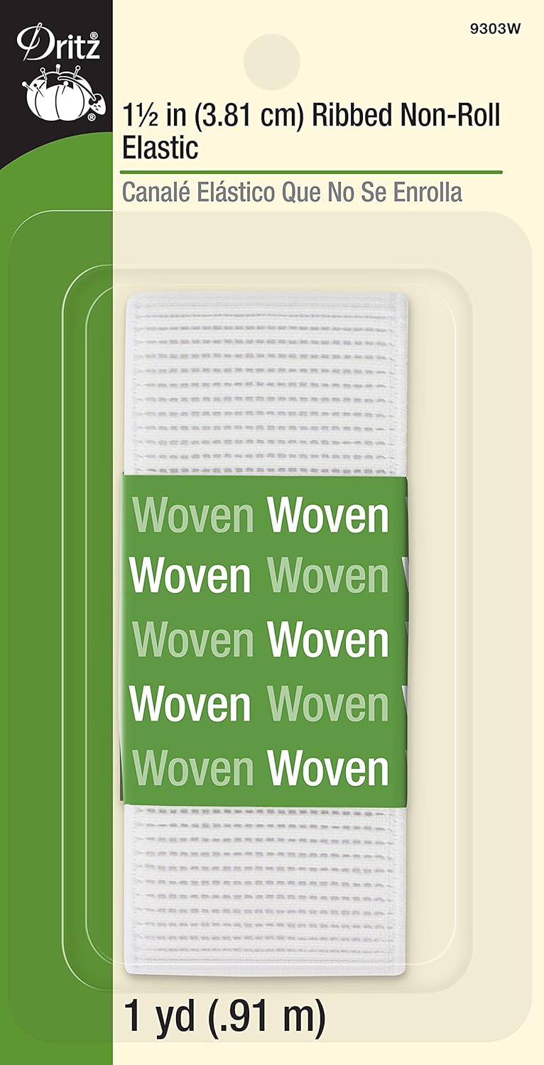Rib Non Roll Elastic 1.5"x1yd White