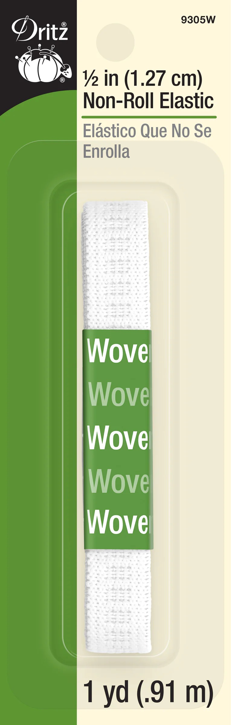 Non Roll Elastic 1/2"x1yd White