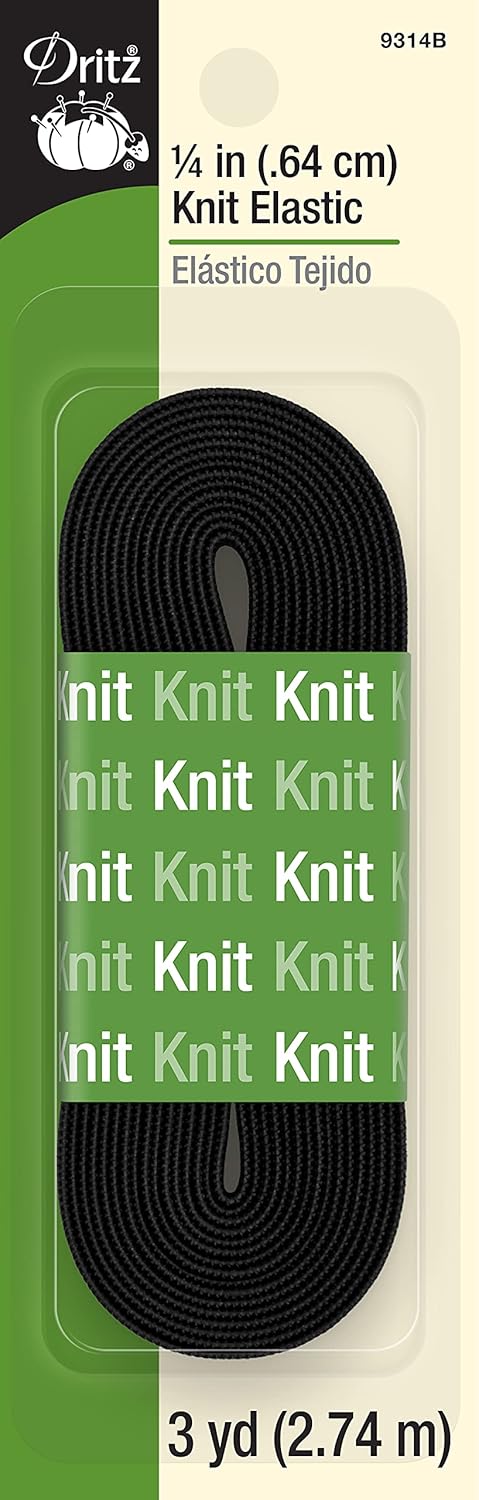 Knit Elastic 1/4"x3yd Black