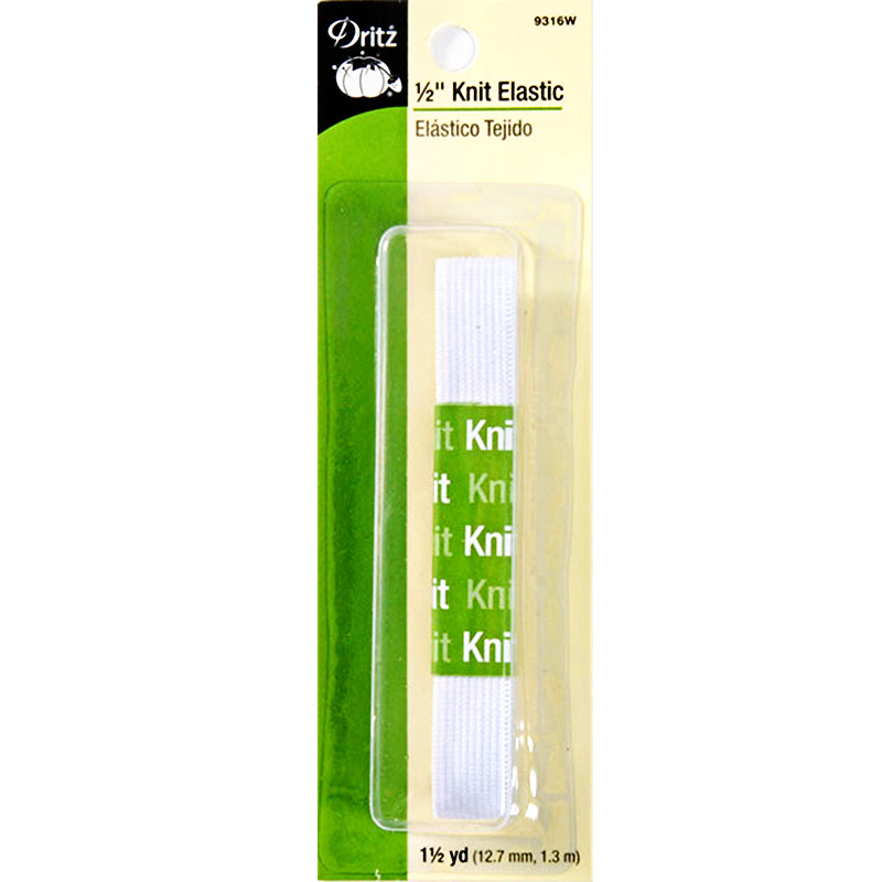 Knit Elastic 1/2"x1 1/2yd White, zoomed in. Select this picture to zoom back out.