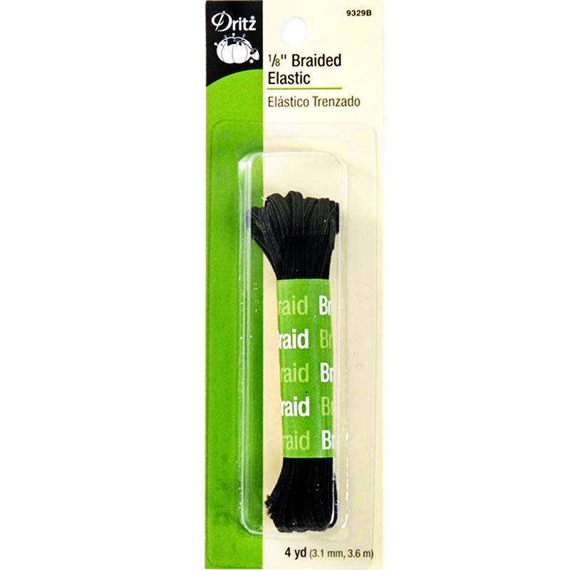 Braided Elastic 1/8"x4yd Black, zoomed in. Select this picture to zoom back out.