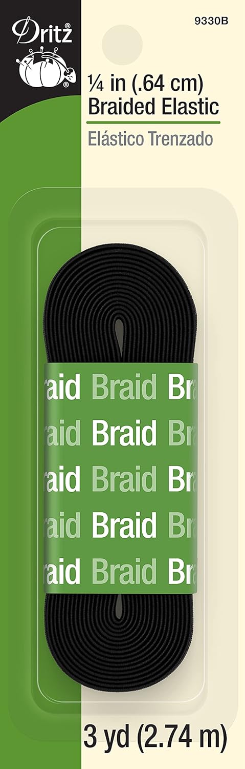 Braided Elastic 1/4"x3yd Black