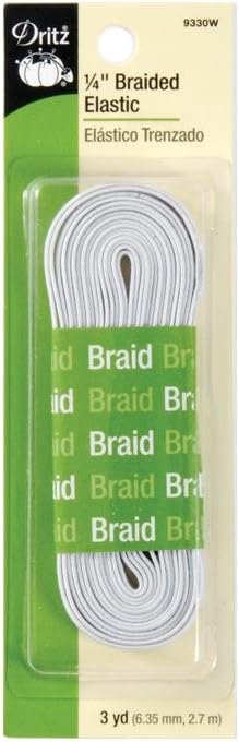 Braided Elastic 1/4"x3yd White
