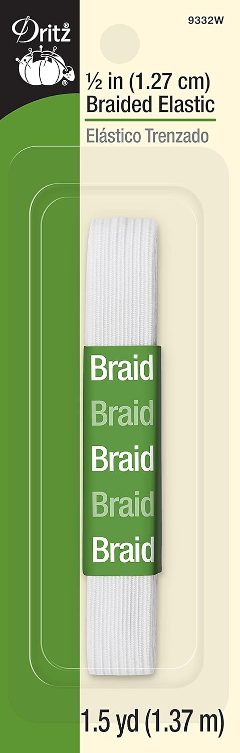 Braided Elastic 1/2"x1 1/2yd White