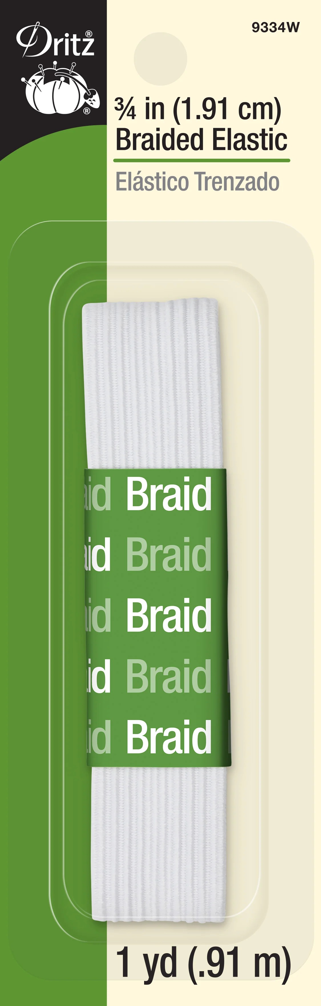 Braided Elastic 3/4"x1yd White