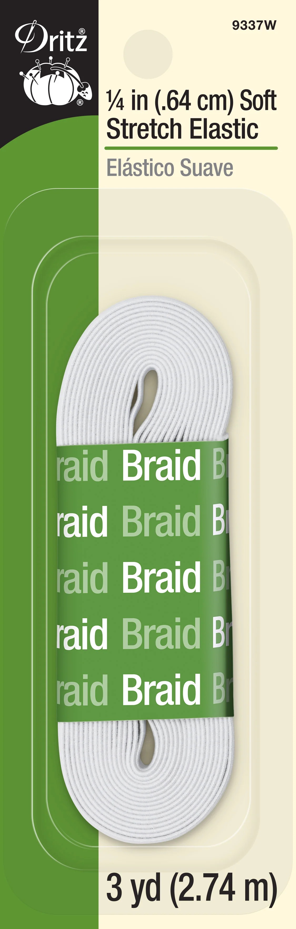 Soft Stretch Elastic 0.25"x3yd White