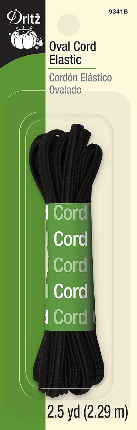 Oval Cord Elastic 2.5yd Black
