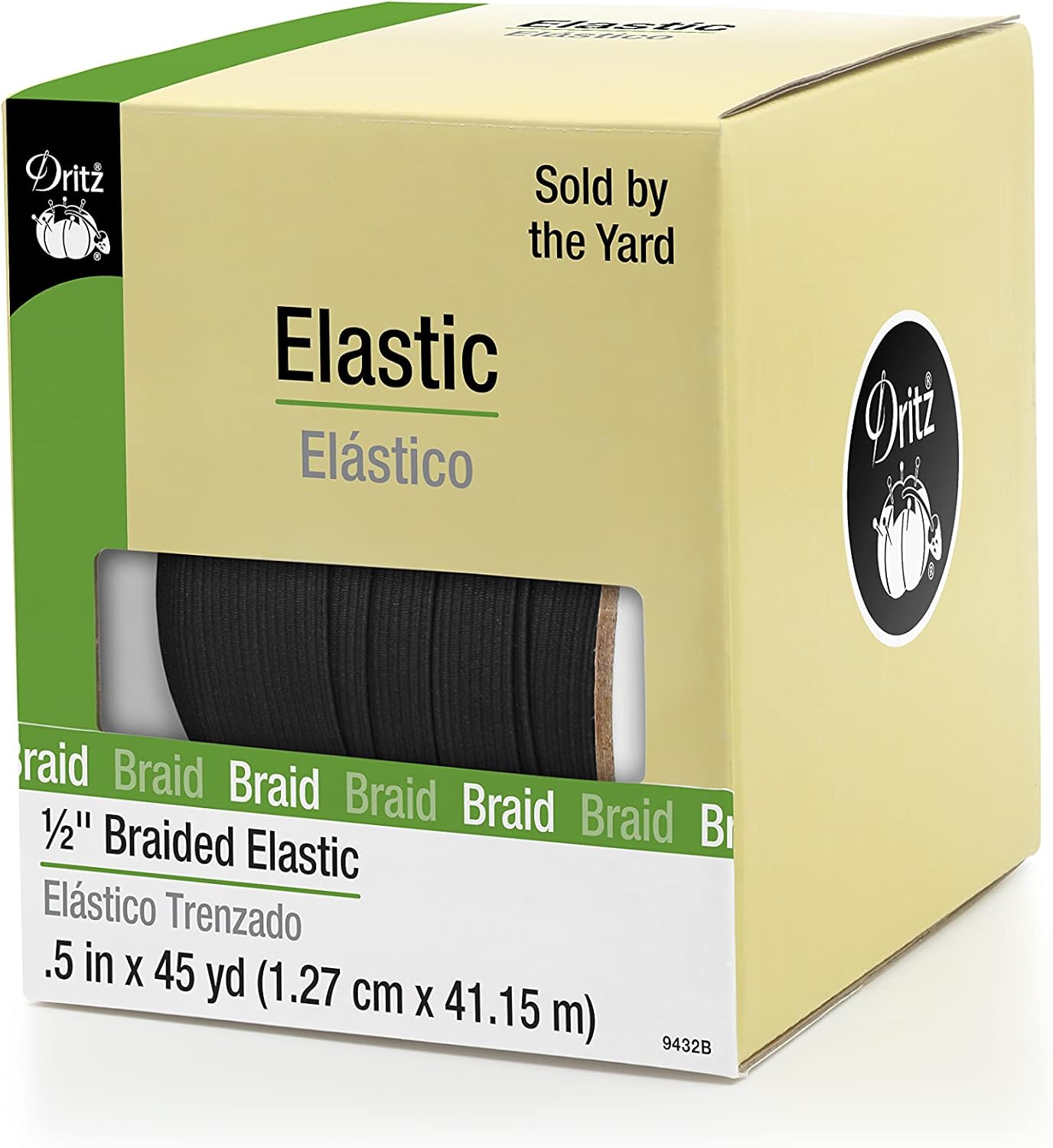 Braided Elastic 1/2" Black - 45 yards