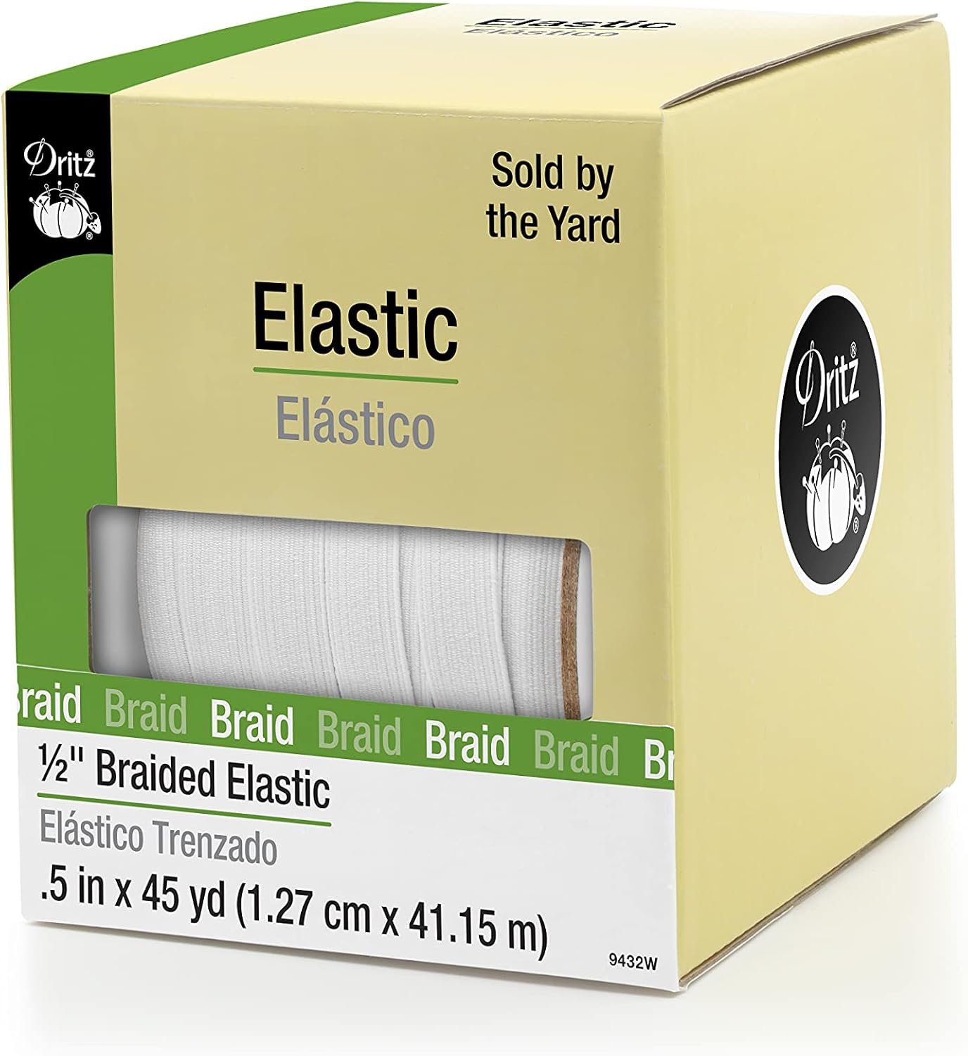 Braided Elastic 1/2" White - 45 yards