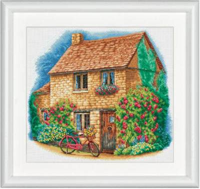 Cottage With Bicycle (Aida) - Cross Stitch Kit