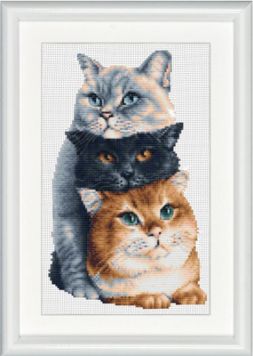 Three Cats (Linen) - Cross Stitch Kit